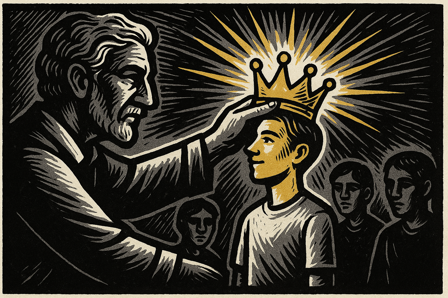 A teacher crowning a student with gold - the self-fulfilling prophecy of high expectations