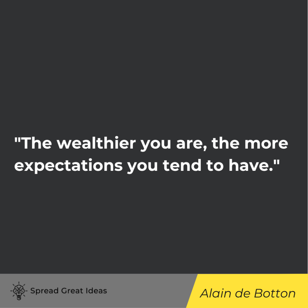 Alain de Botton quote on measuring wealth
