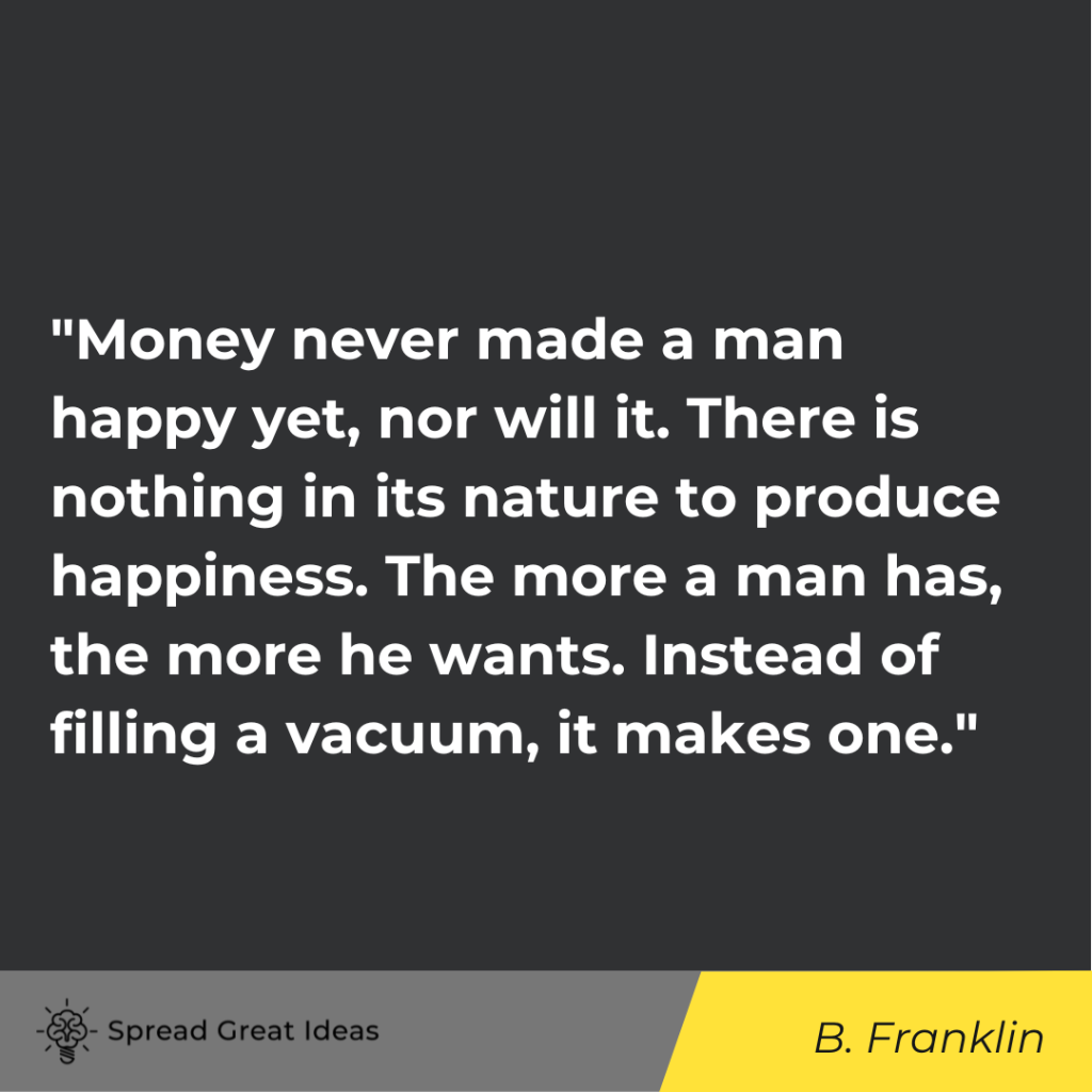 Benjamin Franklin quote on measuring wealth