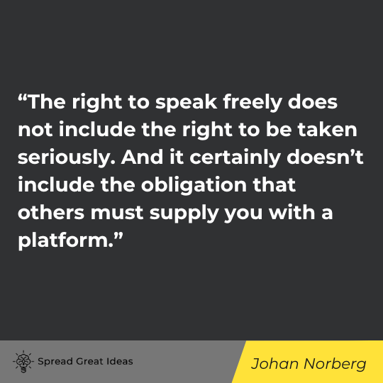 Johan Norberg quote on free speech