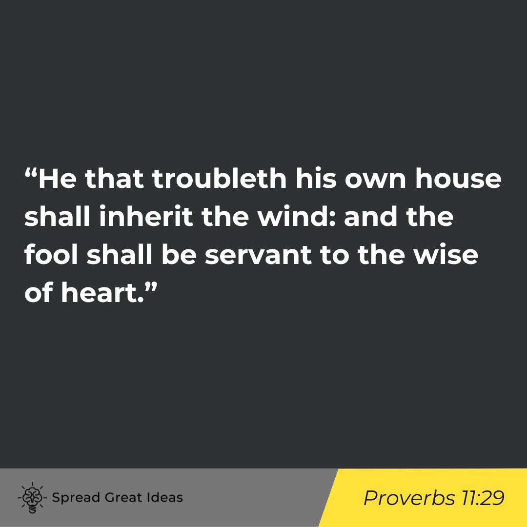Proverbs 11-29 quote on wisdom
