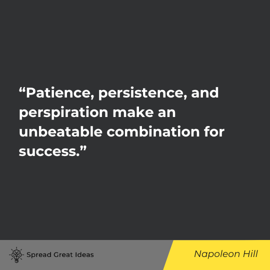 Napoleon Hill's quote on the value of hard work.