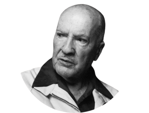 Illustration portrait of Robert Heinlein