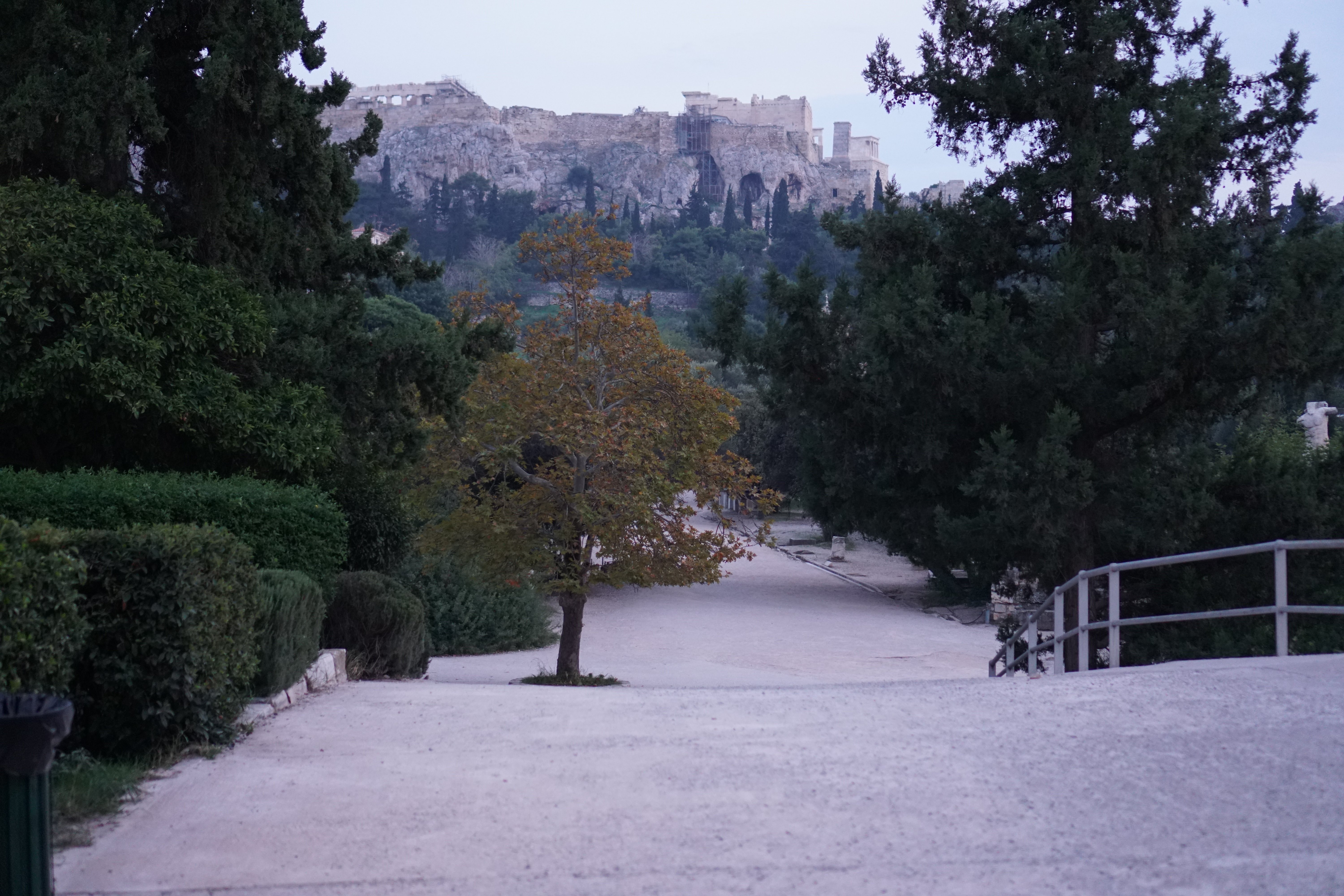Ancient Greek agora marketplace reconstruction or archaeological photograph