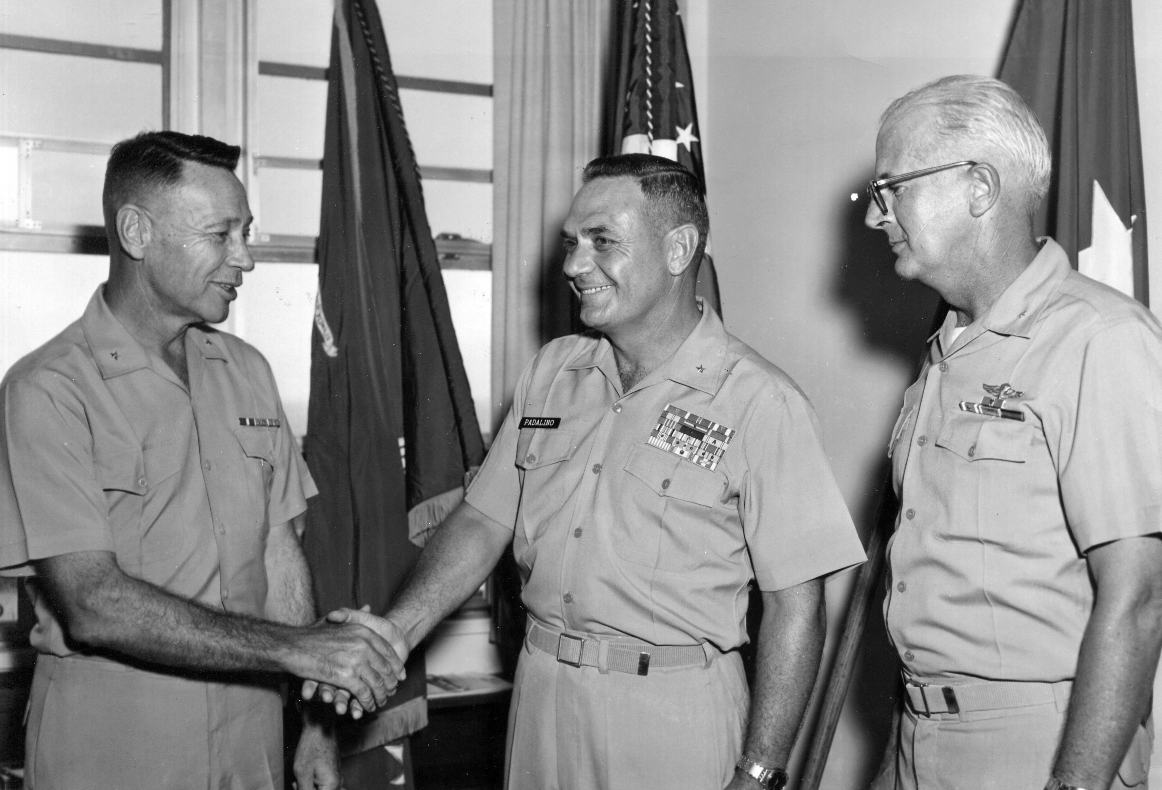 BrigGen Mauro J. Padalino at promotion ceremony, Camp Courtney 1969