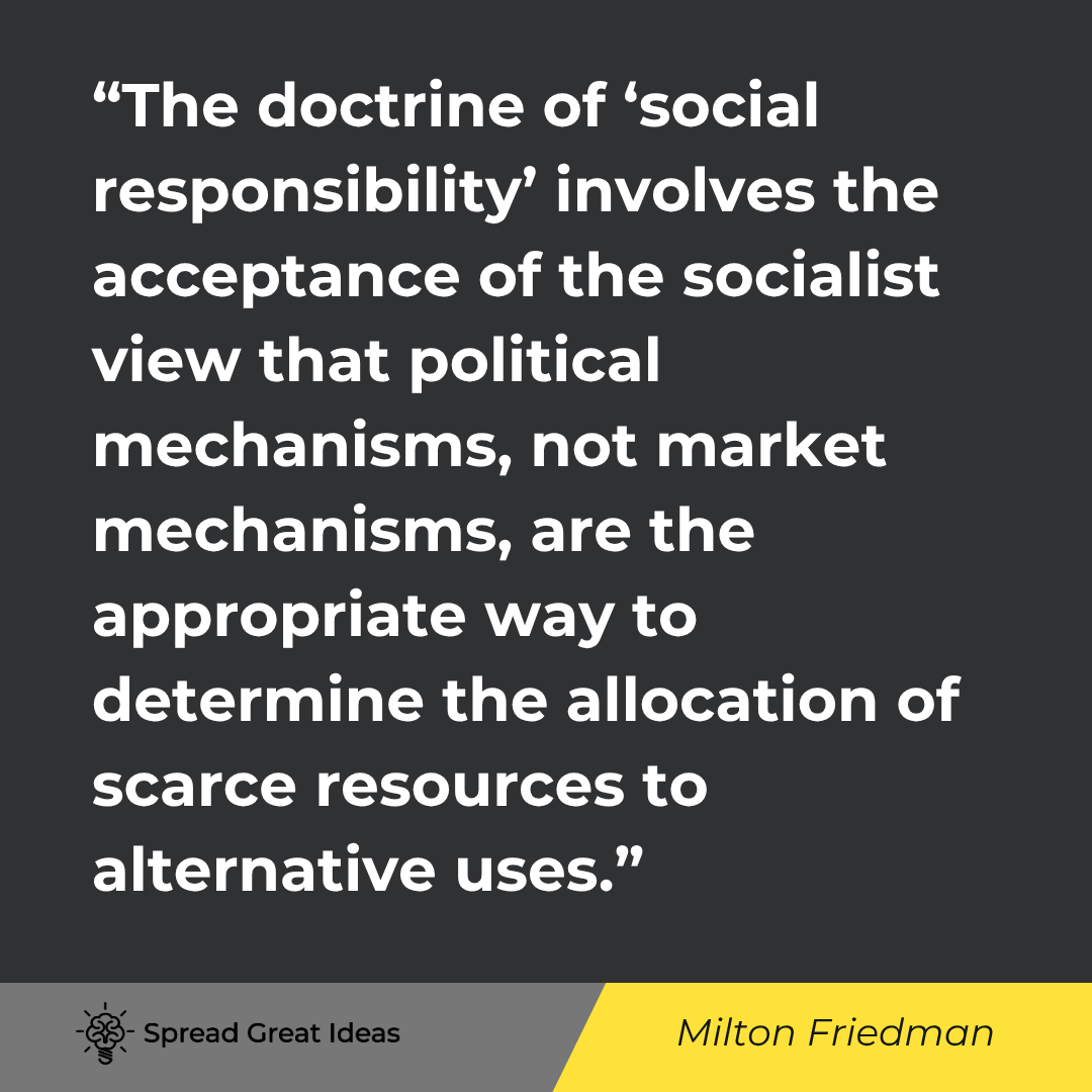 Milton Friedman quote: The doctrine of ‘social responsibility’ involves the acceptance of the socialist view that political