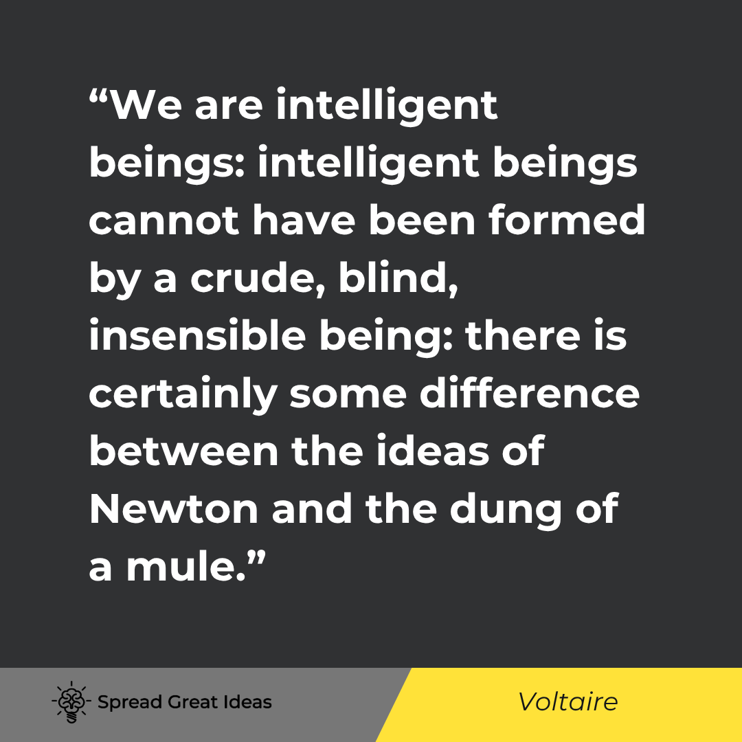 Voltaire quote: We are intelligent beings intelligent beings cannot have been formed by a crude, blind, insensible b