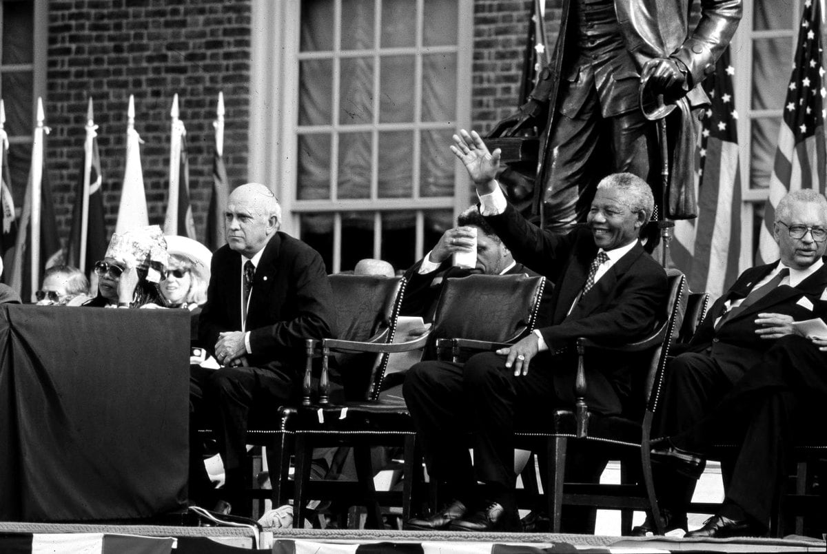 F.W. de Klerk and Nelson Mandela in Philadelphia, 1993