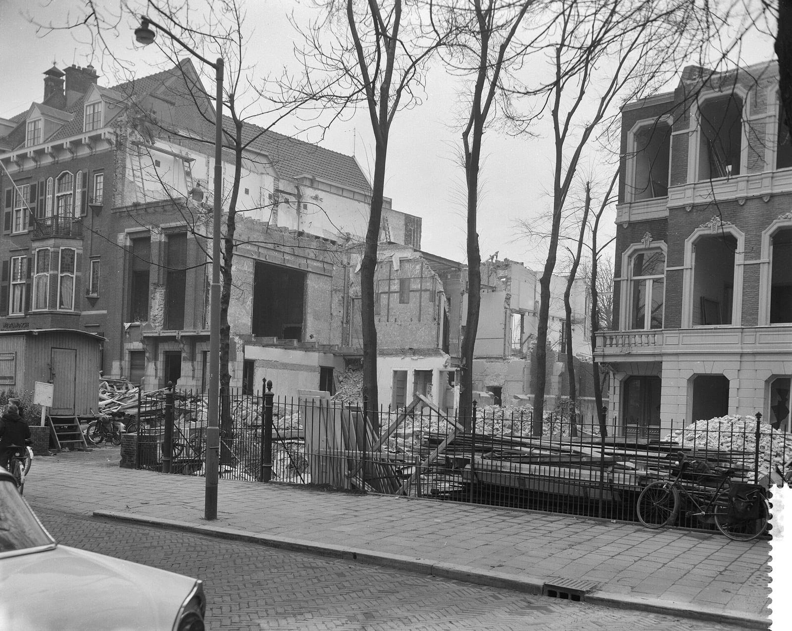 Houses on Rotterdam's Westersingel being demolished in 1961 for the Westblaak breakthrough